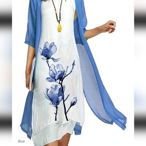 2 piece Blue and white Light in the Bottle Midi dress